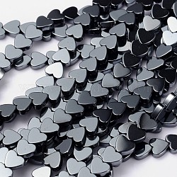 Non-magnetic Synthetic Hematite Beads Strands, Mother's Day Gifts Making, Heart, Black, Size: about 6mm in diameter, 2mm thick, hole: 0.8mm, about 74pcs/Strands, 16 inch