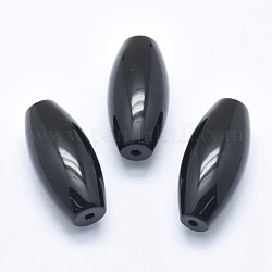 Natürliche Obsidian Perlen, Hälfte gebohrt, Reis, 42.5~44x19~20 mm, Bohrung: 3 mm