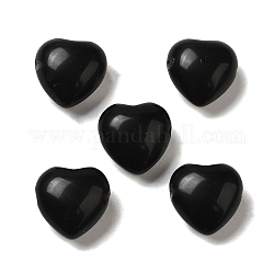 Perles noires obsidienne naturelles, cœur, 14.5~15x14.5~15x8.5mm, Trou: 1.5mm