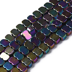 Galvanoplastie brins de perles d'hématite synthétiques non magnétiques de couleur arc-en-ciel, nuage, arc-en-ciel plaqué, 4x3x2mm, Trou: 0.8mm, Environ 138~140 pcs/chapelet, 31.50 pouce (80 cm)
