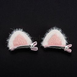 Pinzas para el cabello de cocodrilo aleación, con algodón, pasadores de pelo para niñas, oreja de gato, rosa, 37x49x12mm