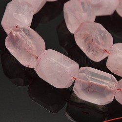 Natural Rose Quartz Gemstone Bead Strands, Faceted Cuboid, 20x15x15mm, Hole: 1mm, about 19pcs/strand, 15.55inch