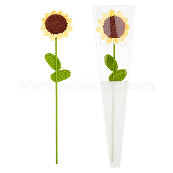 Flor artificial de tejido de algodón, accesorios del ornamento, con bolsa de paquete, girasol, amarillo, 430mm