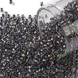 TOHO Round Seed Beads, Japanese Seed Beads, (266) Inside Color Gold Luster Crystal/Opaque Gray, 11/0, 2.2mm, Hole: 0.8mm, about 1110pcs/bottle, 10g/bottle