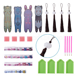 DIY Bookmark Diamond Painting Kits For Kids, with Diamond Painting Stickers, Rhinestones, Diamond Sticky Pen, Tray Plate and Glue Clay, Mixed Color, 199x57x1.5mm, Hole: 2.5mm