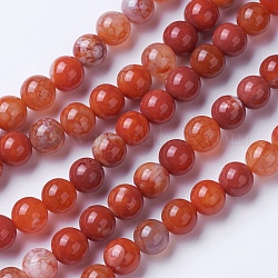 Chapelets de perles d'agate naturelle, teints et chauffée, Grade a, ronde, chocolat, 6mm, Trou: 1mm, Environ 62 pcs/chapelet, 14.9 pouce (38 cm)