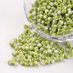 8/0 Opaque Colours Seep Glass Beads, Round Seed Beads, Yellow Green, 2.5~3x2~3mm, Hole: 0.8mm, about 1666pcs/50g