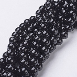 Hebras de cuentas redondas de ónix negro natural, Grado A, teñido, 8mm, agujero: 1 mm, aaproximamente aaproximamente 48~52 unidades / cadena, 15~15.5 pulgada