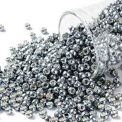TOHO Round Seed Beads, Japanese Seed Beads, (565) Galvanized Grey Blue, 8/0, 3mm, Hole: 1mm, about 222pcs/10g