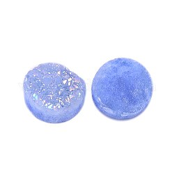 Electroplate druzy naturale cabochon di cristallo, rotondo e piatto, tinto, blu fiordaliso, 20x4~12mm