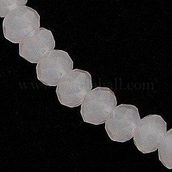 Imitation Jade Glass Rondelle Beads Strands, Faceted, Pink, 3x2mm, Hole: 1mm, about 138pcs/strand, 12.9inch