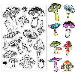 GLOBLELAND Vintage Mushrooms Background Clear Stamps Realistic Mushrooms Silicone Clear Stamp Seals for Cards Making DIY Scrapbooking Photo Journal Album Decoration