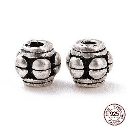 925 Sterling Silver Bead, Barrel, Antique Silver, 5x4.5mm, Hole: 1.5mm, about 20Pcs/10g