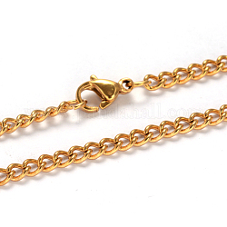 304 de acero inoxidable collares de cadena de cadena del encintado trenzado, con cierre de langosta, dorado, 21.85 pulgada (55.5 cm), 3mm