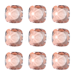 Dos cabochons en strass de verre k9, façon moka, imitation de tourmaline, carrée, Light Peach, 10x10x5mm, 35 pcs / boîte