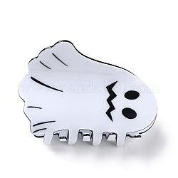 PVC-Krallenhaarspangen mit Halloween-Thema, mit  eisernem Zubehör, kantille, Haarschmuck für Frauen und Mädchen mit dickem Haar, Geist, weiß, 42x65x54 mm