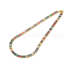Кубический цирконий классическое теннисное ожерелье для девочки женский подарок, цепные ожерелья с реечным покрытием из латуни с застежками, без свинца и без кадмия, долговечный, реальный 18k позолоченный, 16-1/8 дюйм (41 см)