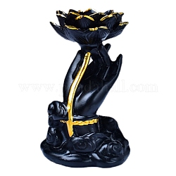 Buddha-Hand hält Lotusharz-Kristallkugelhalter, Präsentationsständer für Kristallkugeln, Tischdekorationen für zu Hause, Schwarz, 80x120 mm, Innendurchmesser: 40 mm