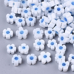 Glasperlen, Blume, Deep-Sky-blau, 4~6x4~6x2.5~3 mm, Bohrung: 1 mm