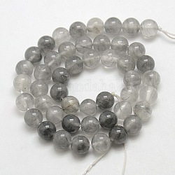 Natürlichen Edelstein bewölkt Quarz runden Perle Stränge, 6 mm, Bohrung: 1 mm, etwa: 63 Stk. / Strang, 15.5 Zoll
