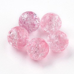 Perles en acrylique transparentes craquelées, ronde, flamant, 7.5~8x7mm, trou: 1.8 mm, environ 1900 pcs / 500 g