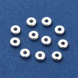 Perline di distanziatore in ottone, disco, placcati argento 925 euro, 4x1.3mm, Foro: 1.3 mm