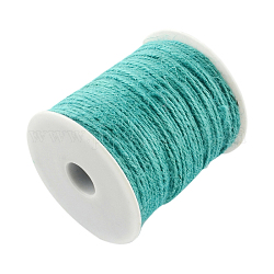 Colored Jute Cord, Jute String, Jute Twine, 3-Ply, for Jewelry Making, Turquoise, 2mm, about 109.36 yards(100m)/roll