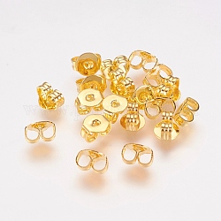 Brass Ear Nuts, Butterfly Earring Backs for Post Earrings, Golden, about 5mm wide, 5.5mm long, hole: 1mm