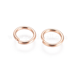 304 Stainless Steel Open Jump Rings, Rose Gold, 20 Gauge, 6x0.8mm, Inner Diameter: 4.4mm
