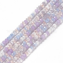 Chapelets de perles en verre électroplaqué, de couleur plaquée ab , facette, abaque, lilas, 3x2.5mm, Trou: 0.7mm, Environ 185 pcs/chapelet, 17.32 pouce (44 cm)