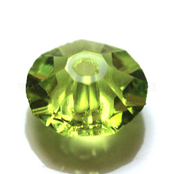 Imitazione branelli di cristallo austriaco, grado aaa, sfaccettato, rotondo e piatto, verde giallo, 8x4mm, Foro: 0.9~1 mm