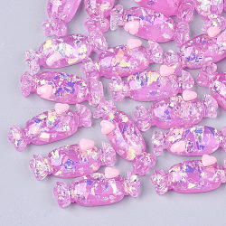 Cabujones decodificados de resina, con chip de shell, caramelo, alimento de imitación, rosa perla, 36x13x10mm