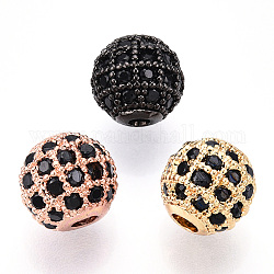 Perles de zircone cubique de placage de rack en laiton, Plaqué longue durée, ronde, couleur mixte, 8x7mm, Trou: 2mm