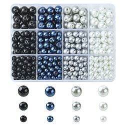 460 stücke 12 stil glasperlenperlen, für die Herstellung von Perlenschmuck, Runde, Mischfarbe, 6~11 mm, Bohrung: 1~1.5 mm