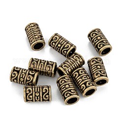 Legierung Tibetische Perlen, langlebig plattiert, Cadmiumfrei und Nickel frei und Bleifrei, Kolumne, Antik Bronze, 13.5x8 mm, Bohrung: 5 mm