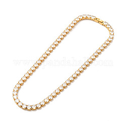 Теннисное ожерелье из прозрачного кубического циркония, 304 ожерелье из нержавеющей стали для женщин, золотые, ссылка: 6x6x5 mm, 17.72 дюйм (45 см)