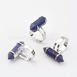 Beheizte natürliche lapis lazuli fingerringe, mit eisernem Ring finden, Platin Farbe, Kugel, Größe 8, 18 mm