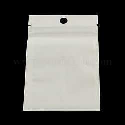 Bolsas de plástico con cierre de película de perlas, bolsas de embalaje resellables, con orificio para colgar, sello superior, bolsa autoadhesiva, Rectángulo, blanco, 10x7 cm, medida interior: 7x6 cm