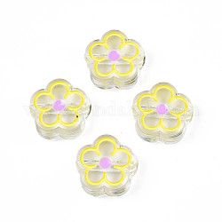 Perles en acrylique transparente, avec l'émail, fleur, champagne jaune, 19x19x7mm, Trou: 3mm