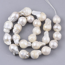 Hebras de perlas keshi de perlas barrocas naturales, perla cultivada de agua dulce, lágrima, color de concha, 14~28x12~16x12~16mm, agujero: 0.6 mm, aproximamente 19~26 pcs / cadena, 15.75 pulgada (40 cm)