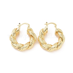 Brass Twist Rope Shape Hoop Earrings for Women, Golden, 35.5x30.5x7.5mm, Pin: 0.5x1~1.5mm