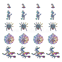 Chgcraft 20 pièces 5style arc-en-ciel couleur breloques sorcière araignée pendentifs en alliage plaqué pendentifs pour la fabrication de bijoux accessoires de bricolage