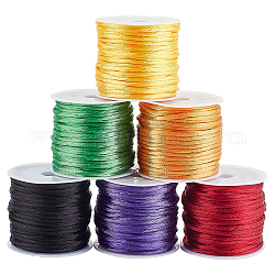 PandaHall Elite 6 Rolls 6 Colors Nylon Rattail Satin Cord, Beading String, for Chinese Knotting, Jewelry Making, Mixed Color, 2mm, about 10.93 yards(10m)/roll, 1 roll/color