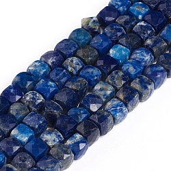 Abalorios de lapislázuli naturales hebras, facetados, cubo, 4~5x4~5x4~5mm, agujero: 0.7 mm, aproximamente 72~76 pcs / cadena, 15.55 pulgada (39.5 cm)