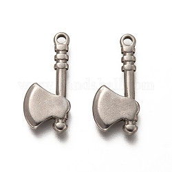 201 Stainless Steel Pendants, Axe, Stainless Steel Color, 24.5x11x2.5mm, Hole: 2mm