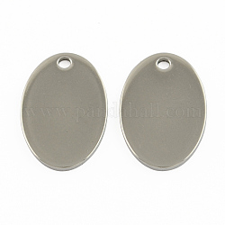304 Stainless Steel Stamping Blank Tag Pendants, Oval Charms, Stainless Steel Color, 17.5x11.5x1mm, Hole: 2mm