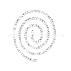 Herren-201 Edelstahl-kubanische Halskette, Edelstahl Farbe, 21.65 Zoll (55 cm), breit: 5 mm