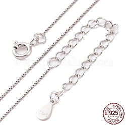 Platinum Rhodium Plated 925 Sterling Silver Chain Necklace, Box Chains, with S925 Stamp, Long-Lasting Plated, 16.26 inch(41.3cm)