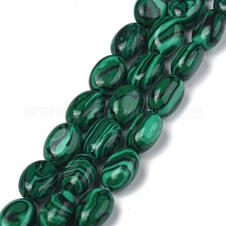 Chapelets de perles en malachite synthétique, ovale, teinte, 8x6x3.5~4mm, Trou: 1mm, Environ 45~52 pcs/chapelet, 15.16~15.74 pouce (38.5~40 cm)