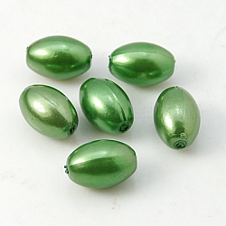 ABS Plastic Imitation Pearl Beads, Rice, Green, 11x7.5mm, Hole: 1mm, about 1406pcs/pound
